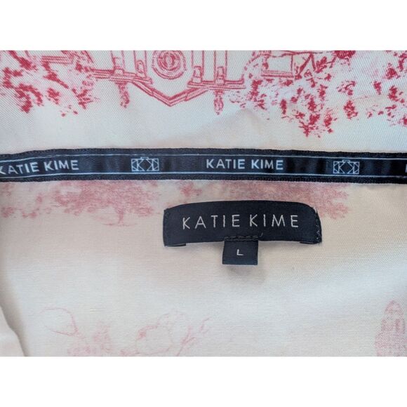 Katie Kime Pajama Set Womens Large Red Pink Atlanta Georgia Short Sleeve - Picture 6 of 10
